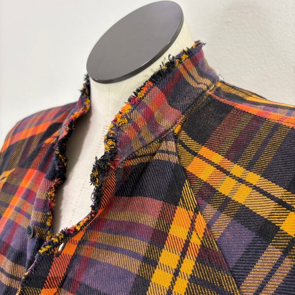 We The Free People XL Tunic Top Summer Daydream Plaid Grunge Boho Button Up - Picture 12 of 16